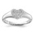 Sterling Silver Rhodium-Plated Micro Pave Cubic Zirconia Heart Ring, 2 mm