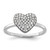 Sterling Silver Rhodium-Plated Pave Cubic Zirconia Heart Ring, 1.5 mm