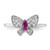 Sterling Silver Rhodium-Plated Red and White Cubic Zirconia Butterfly Ring, 1.25 mm - View 4