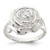 Sterling Silver Polished Cubic Zirconia Flower Rose Ring, 2.3 mm