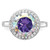Sterling Silver Rhodium-Plated Clear and Iridescent Cubic Zirconia Rnd Halo Ring - View 4