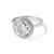 Sterling Silver Rhodium-Plated Clear and Iridescent Cubic Zirconia Rnd Halo Ring - View 7