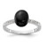 Sterling Silver Rhodium-Plated Onyx and.2WT White Topaz Ring, 1.8 mm
