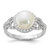 Sterling Silver Rhodium-Plated 9-10 mm White Button Cultured Freshwater Pearl and Cubic Zirconia Ring