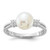 Sterling Silver Rhodium-Plated 8-9 mm White Button Cultured Freshwater Pearl and Cubic Zirconia Ring, 8.45 mm Top Length, 8.15 mm Top Width
