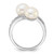 Sterling Silver Rhodium-Plated 8-9 mm White Button Cultured Freshwater Pearl and Cubic Zirconia Bypass Ring - View 2