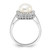 Sterling Silver Rhodium-Plated 8-9 mm White Cultured Freshwater Pearl and Cubic Zirconia Ring, 12.2 mm Top Length, 12.2 mm Top Width, Beaded - View 2