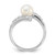 Sterling Silver Rhodium-Plated 6-7 mm White Cultured Freshwater Pearl and Cubic Zirconia Bypass Ring - View 2