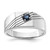 Sterling Silver Rhodium-Plated Dark Blue Sapphire Signet Men'S Ring