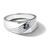 Sterling Silver Rhodium-Plated Dark Blue Sapphire Signet Men'S Ring - View 7