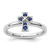 Sterling Silver Stackable Expressions Rhodium Lab-Created Sapphire Cross Ring