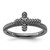 Sterling Silver Stackable Expressions Black Rhodium-Plated Textured Cross Ring, 2.25 mm