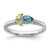 Sterling Silver Stackable Expressions Rhodium-Plated Lt Swiss Blue Topaz & Peridot Flower Ring, 2.75 mm