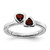Rhodium-Plated Sterling Silver Stackable Expressions Garnet Double Heart Ring, 2.25 mm