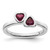 Rhodium-Plated Sterling Silver Stackable Expressions Rhodolite Garnet Double Heart Ring, 2.25 mm