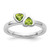 Rhodium-Plated Sterling Silver Stackable Expressions Peridot Double Heart Ring, 2.25 mm