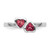 Rhodium-Plated Sterling Silver Stackable Expressions Pink Tourmaline Double Heart Ring, 2.25 mm - View 4