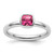 Rhodium-Plated Sterling Silver Stackable Expressions Cushion Cut Pink Tourmaline Ring, 2.25 mm