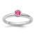 Rhodium-Plated Sterling Silver Stackable Expressions Low 4 mm Round Pink Tourmaline Ring