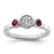 Sterling Silver Stackable Expressions Dbl Round Rhodium-Plated. Garnet & 0.05ct Diamond. Ring, 2.25 mm