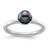 Rhodium-Plated Sterling Silver Stack Exp. Polished Black Cultured Freshwater Pearl Ring, 2.5 mm
