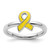 Rhodium-Plated Sterling Silver Stackable Expressions Yellow Enameled Awareness Ribbon Ring, 2.25 mm