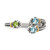Shey Couture Sterling Silver with 14K Accent Antiqued.22Round Light Swiss Blue Topaz and.12Round Peridot Ring, 4.27 mm - View 4