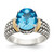 Shey Couture Sterling Silver with 14K Accent Antiqued Oval Swiss Blue Topaz Ring, 8 mm