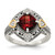 Shey Couture Sterling Silver with 14K Accent Antiqued 0.06ct Diamond and Checkerboard Cushion Garnet Ring, 4 mm