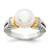 Shey Couture Sterling Silver with 14K Accent Antiqued 0.03ct Diamond and 9.5-10 mm Cultured Freshwater Pearl Ring
