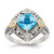 Shey Couture Sterling Silver with 14K Accent Antiqued 0.06ct Diamond and Cushion Blue Topaz Ring