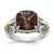 Shey Couture Sterling Silver with 14K Accent Antiqued Cushion Smoky Quartz Ring, 11 mm