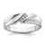 Sterling Silver Polished Ridged 0.045ct Diamond Men'S Wedding Band