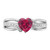 Sterling Silver Polished 0.05ct Diamond and Lab-Created Ruby Heart Ring, Flat - View 4