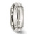 Stainless Steel Sterling Silver Inlay Ridged Edge Brushed and Polished Wedding Band, 6 mm - View 4