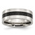 Chisel Stainless Steel Polished with Black Carbon Fiber Inlay 8 mm Flat Wedding Band