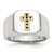 Chisel Stainless Steel Polished with 14K Gold Accent Sapphire Cross Signet Ring, 15 mm