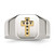 Chisel Stainless Steel Polished with 14K Gold Accent Sapphire Cross Signet Ring, 15 mm - View 4