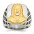 Chisel Stainless Steel with Sterling Silver Jesus Yellow Ion-Plated Polished Ring, 18 mm