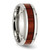 Chisel Stainless Steel Polished with Red Koa Wood Inlay Enameled 8 mm Wedding Band, Flat - View 4