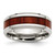 Chisel Stainless Steel Polished with Red Koa Wood Inlay Enameled 8 mm Wedding Band, Flat - View 8