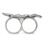 Stainless Steel Polished&Antiqued Leaf Two Finger Crystal Ring - View 2