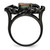 Stainless Steel Polished Black Ion-Plated Druzy and Crystal Ring - View 2
