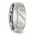 Stainless Steel Polished and Textured with Cubic Zirconia 8 mm Wedding Band - View 5