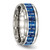 Chisel Stainless Steel Polished with Blue Carbon Fiber Inlay 8 mm Beveled Edge Wedding Band - View 4