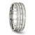 Stainless Steel Polished and Hammered 7.5 mm Grooved Wedding Band - View 4
