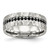 Chisel Stainless Steel Brushed and Hammered with Black Cubic Zirconia 7.5 mm Wedding Band