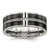 Stainless Steel Polished with Brushed Center Black Ion-Plated Cubic Zirconia 8 mm Wedding Band