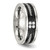 Stainless Steel Polished Black Ion-Plated Laser Cut with Cable Inlay & Cubic Zirconia 8 mm Wedding Band - View 5