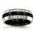 Chisel Stainless Steel Polished with Black Ceramic and Cubic Zirconia Ring, 7 mm